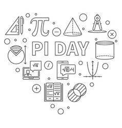 Pi Day Mathematical Constant Concept Line Heart