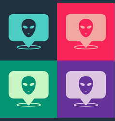 Pop Art Alien Icon Isolated On Color Background