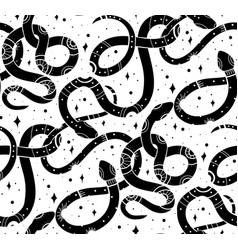 Seamless Pattern With Black Celestial Snake