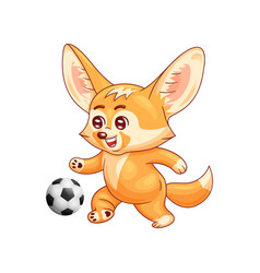 Smiling Fennec Fox Plays Soccer Cute Kawaii