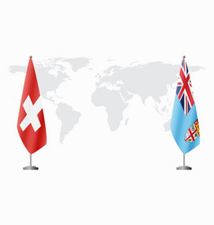 Switzerland And Fiji Flags For Official Meeting