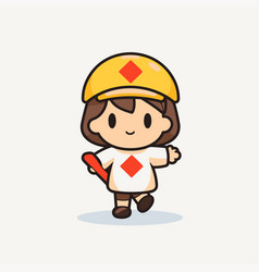 Cute Girl Construction Worker Cartoon Character