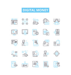 Digital Money Line Icons Set