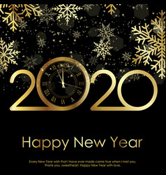 Happy New Year Or Xmas Card With Golden Clock