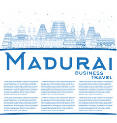 Outline Madurai India City Skyline With Blue