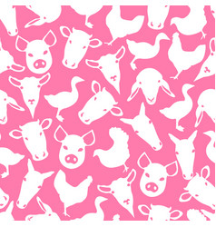 Pink Domestic Farm Animal Pattern Design