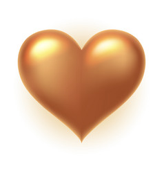 Gold Glossy 3d Heart Shape Isolated