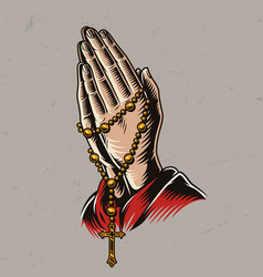 Priest Praying Hands With Rosary Beads