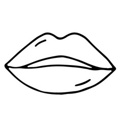 Female Lips Doodle Woman Mouth Line Icon