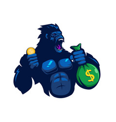 Gorilla Holding Money Bag