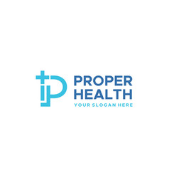 Modern Flat Initial P Proper Health Logo Design