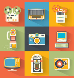 Retro Home Electronics Radio In Vintage Style Vector Image