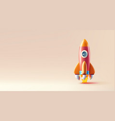 3d Render Of Red Rocket For Startup