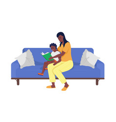 Mother Reading Book To Male Toddler Semi Flat