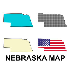 Set Of Nebraska Map United States America Flat