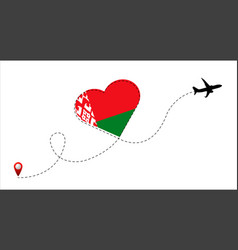 Airplane Flight Route With Belarus Flag Inside