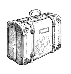 Retro Suitcase Sketch Hand Drawn In Doodle Style