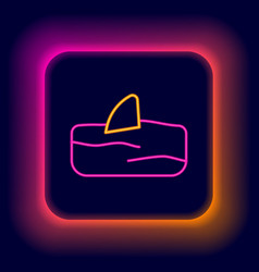 Glowing Neon Line Shark Fin In Ocean Wave Icon