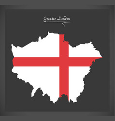 Greater London Map With Flag Of England