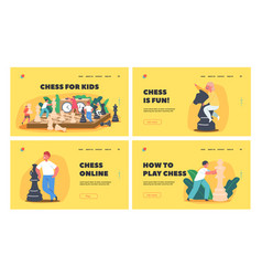 Kids Playing Chess Landing Page Template Set