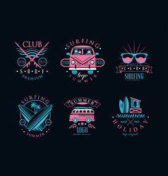 Surf Club Logo And Summer Retro Label Design