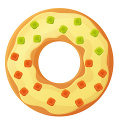 Bright Doughnut With Cream Glaze And Gummies