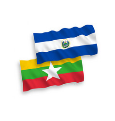 Flags Of Republic Of El Salvador And Myanmar