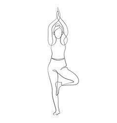 Woman Doing Tree Yoga Pose Healthy Exercising