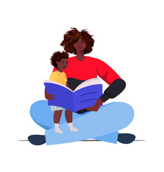 Cartoon father reading with his children Vector Image