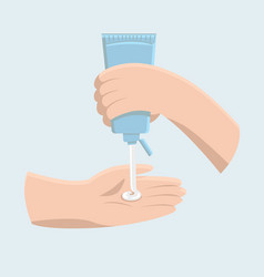 Hand Squeezing And Pouring Cream Lotion Or Shampoo