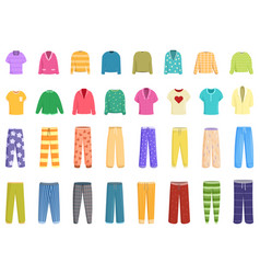 Pajamas Icons Set Cartoon Girl Comfy