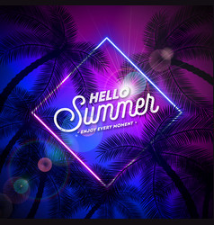 Summer Holiday Design With Glowing Neon Light