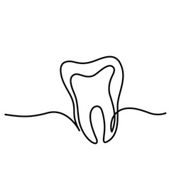 Dental Tooth Icon Continuous One Line Drawing