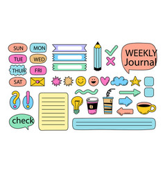 Hand Drawn Weekly Journal Element Set