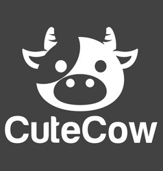 Cute Kawaii Head Cow Mascot Cartoon Logo Design