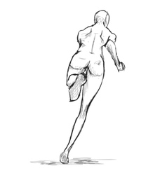 Female Runner Figure Sketch From Behind