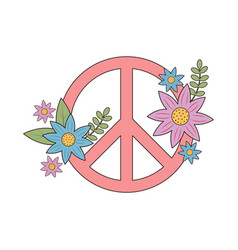 Groovy Hippie Peace Sign With Flowers