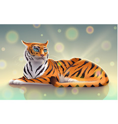 Cute Striped Orange Tiger With Blue Eyes Art