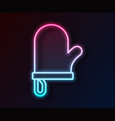 Glowing Neon Line Oven Glove Icon Isolated