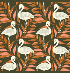 Minimal Hand Drawn Bird And Leaf Seamless Pattern