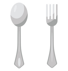 Silver Spoon And Fork On A White Background