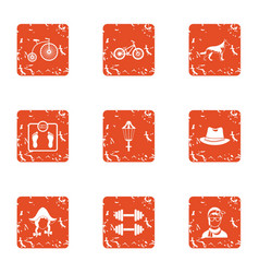 Tense Situation Icons Set Grunge Style