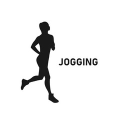 Happy Young Woman Or Girl Go Jogging Silhouette