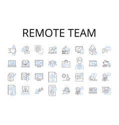 Remote Team Line Icons Collection Virtual Staff