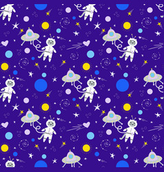 Seamless Pattern Spaceship Astronaut