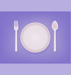 White Dish Plate With Fork And Knife Icon 3d Web