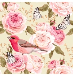 English Roses And Birds Seamless