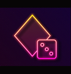 Glowing Neon Line Game Dice Icon Isolated On Black