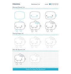 How To Draw Doodle Animal Piranha Cartoon