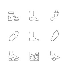 Set Line Icons Of Flat Feet